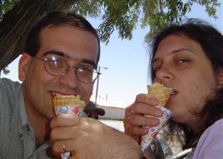 Chris and Katherine eat ice cream