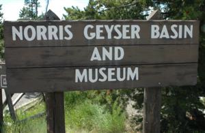 Geyser sign, Yellowstone National Park