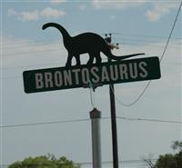 Brontosaurus street sign, Dinosaur, Colorado