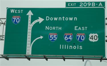 Downtown St. Louis highway sign